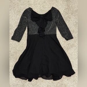 Amy Byer Dress Girls Size 7 Metallic Black Formal Party Gown with Bow Back